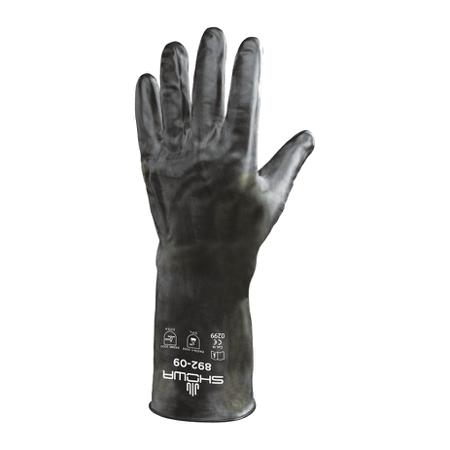 BST8923 Showa 892 Black Chemical Resistant Work Gloves, Size Large, Butyl, Viton Coating