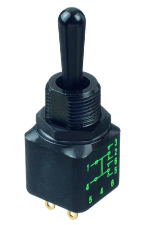 12147X778 APEM Toggle Switch, Panel Mount, DPST, Solder Lug Terminal, 30V dc