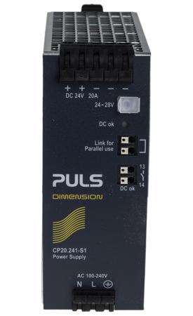 CP20-241-S1 PULS DIN Rail Power Supply, 24V dc Output Voltage, 20A output current