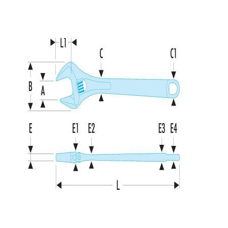 101-6 Facom Adjustable Spanner, 150 mm Overall Length, 23mm Max Jaw Capacity