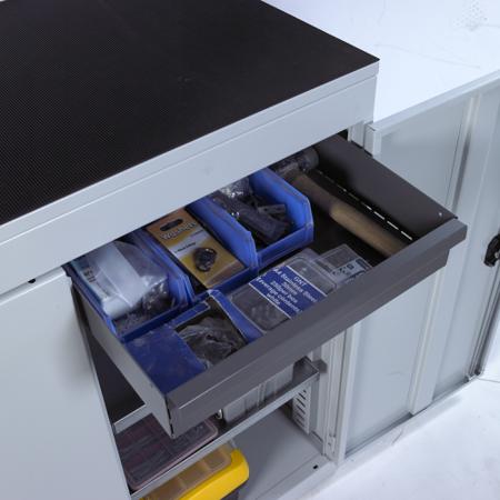 213-387 RS PRO 1 Door, 1 Drawer Steel Floor Standing Tool Cabinet, 984 X 477 X 505mm