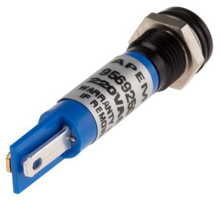 846-2850 RS Pro Blue Indicator, 220 V ac, 8.5 mm Lamp Size, 8mm Mounting Hole Size, IP67