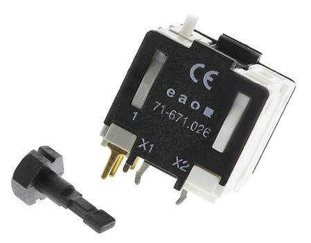 71-671.026 EAO 71 Series Contact Block for Use with Push Button Switch, 250V ac, 1NO + 1NC