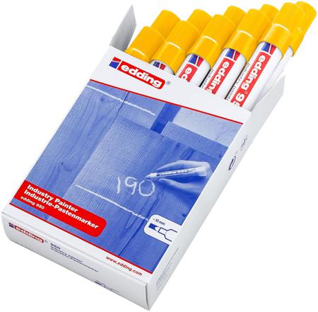 RS-4-950005 Edding Yellow 10mm Broad Tip Paint Marker Pen for use with Glass, Metal, Plastic, Wood