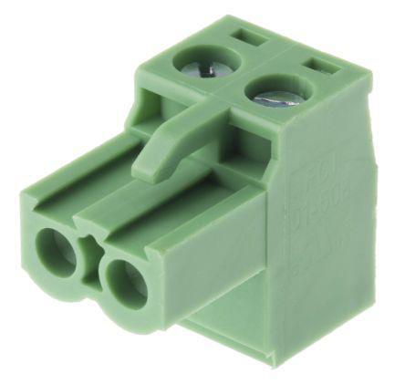 20020008-D021B01LF Amphenol FCI Non-Fused Terminal Block, 2 Way/Pole, Screw Down Terminals, 28 → 16 AWG Cable Mount, Nylon, 300 V