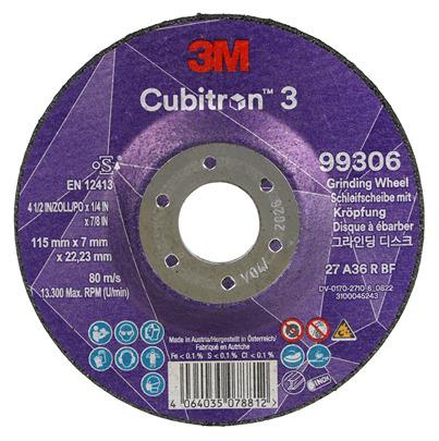 7100303983 3M 99306 Cubitron 3 Ceramic Grinding Wheel, 115mm Diameter, 36+ Grit