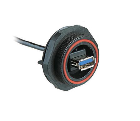 PX0849/A3 Bulgin Straight, Panel Mount, Socket- Single Port Type Type A 3 IP68 USB Connector