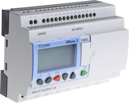 88970051 Crouzet Millenium 3 Series Logic Module, 24 V dc Supply, Relay Output, 12-Input, Analogue, Digital Input