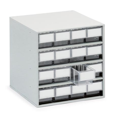 1640-1 Treston 16 Drawer Storage Unit, Plastic, 395mm x 400mm x 400mm, Clear