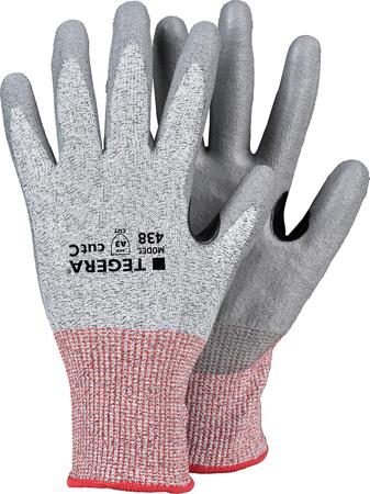 438-10 Tegera TEGERA Grey Elastane, HPPE, Nylon Cut Resistant Work Gloves, Size 10, Polyurethane Coating