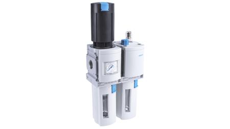 MSB6-1/2-FRC5:J1M1 Festo G 1/2 FRL, Manual Drain, 40μm Filtration Size - With Pressure Gauge