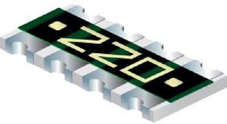 CAY16A-100J4AS Bourns 10Ω Resistor Array, 4 Resistors, 0.25W total, 1206 (3216M), Convex