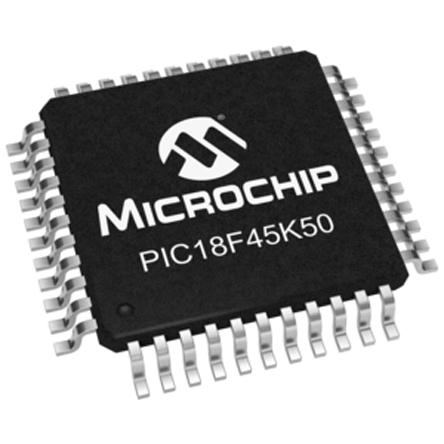 PIC18F45K50-I-PT Microchip PIC18F45K50-I/PT, 8bit PIC Microcontroller, 48MHz, 32 kB Flash, 44-Pin TQFP