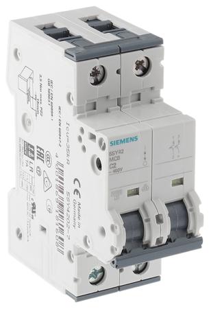 5SY4202-7 Sentron 5SY4 MCB Mini Circuit Breaker 2P, 2 A, 10 kA, Curve C