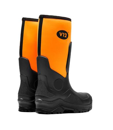 V2110-10 V12 Footwear V2110 Black, Orange Steel Toe Capped Unisex Safety Wellingtons, UK 10, EU 44