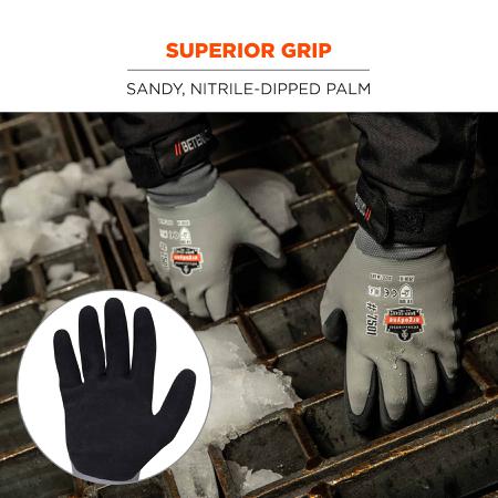 17632 Ergodyne ProFlex Grey Acrylic Waterproof Work Gloves, Size S, Nitrile Coating