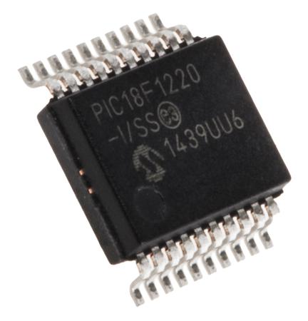 PIC18F1220-I-SS Microchip PIC18F1220-I/SS, 8bit PIC Microcontroller, 40MHz, 4 kB, 256 B Flash, 20-Pin SSOP