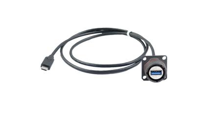 31930ZN-030 Amphenol Socapex Straight, Panel Mount, Female to Male- Dual Port Type Type A to Type C USB 3.2 IP68 USB Adaptor