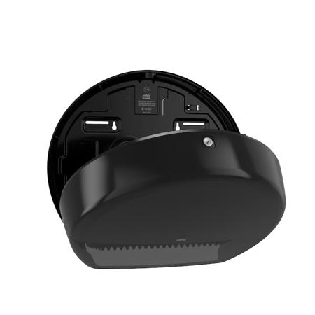 555008 Tork Black Plastic Toilet Roll Dispenser, 132mm x 275mm x 345mm