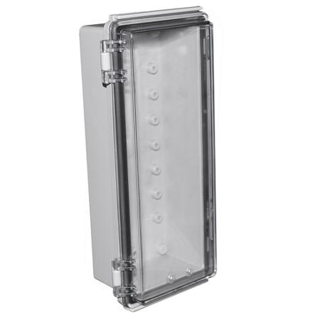 CHDX8-321C CAMDENBOSS X8 Series Series Grey Polycarbonate Enclosure, IP67, IK08, Transparent Lid, 260 x 110 x 75mm