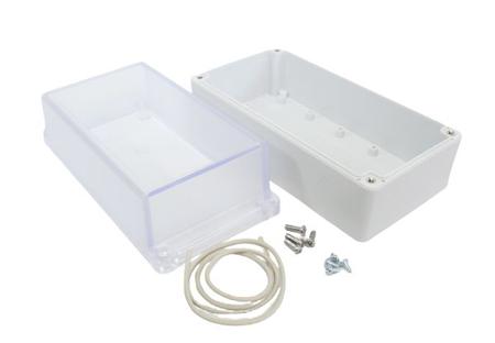 RP1180C Hammond RP Series Light Grey Polycarbonate General Purpose Enclosure, IP65, Clear Lid, 165 x 85 x 85mm