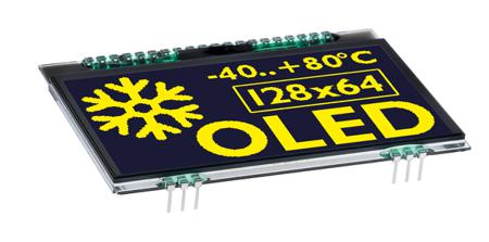 EA OLEDL128-6LGA Display Visions 2.9in Yellow OLED Display 128 x 64pixels Graphics I2C, SPI Interface