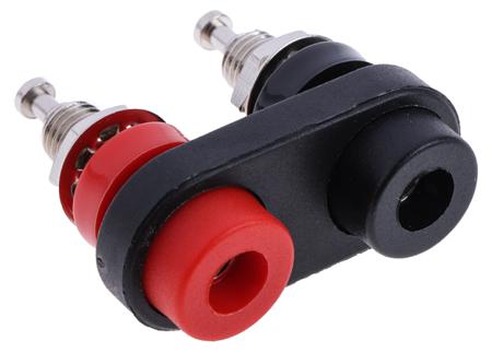 BU-P2269 Mueller Electric 15A, Black/Red Binding Post With Brass Contacts and Nickel Plated