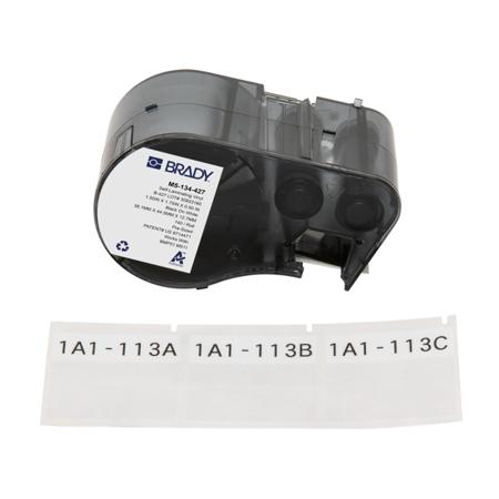 M5-134-427 Brady B-427 on Black on White, Transparent Label, 44.45 mm Width, 44.45mm Label Width