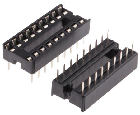 A 18-LC-TT ASSMANN WSW 2.54mm Pitch Vertical 18 Way, Through Hole Stamped Pin Open Frame IC Dip Socket, 1A