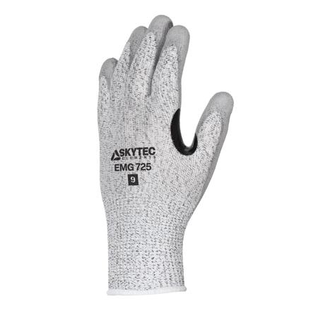 EMG00725FD Skytec Elements EMG 725 Black, Grey 13 Gauge HPPE, Nylon Cut Resistant Work Gloves, Size 7, S, Polyurethane Coating