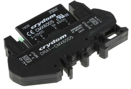 DRA1-CMX60D5 Sensata Crydom DRA1 CMX Series Solid State Interface Relay, 10 V dc Control, 5 A Load, DIN Rail Mount