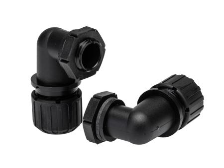 ASF13-PG9-90---AWB13 Adaptaflex 90° Elbow Cable Conduit Fitting, Nylon 66 Black 13mm nominal size IP66, IP67, IP68, IP69K PG9