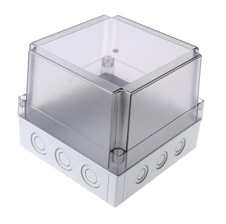 PCM 175/150 T ENCLOSURE Fibox Grey Polycarbonate Enclosure, IP66, IP67, Clear Lid, 180 x 180 x 150mm