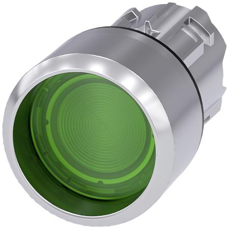 3SU1051-0CB40-0AA0 Siemens 3SU1 Series Illuminated Push Button, Momentary, 29.5mm Cutout, Green LED, IP66, IP67, IP69(IP69K)