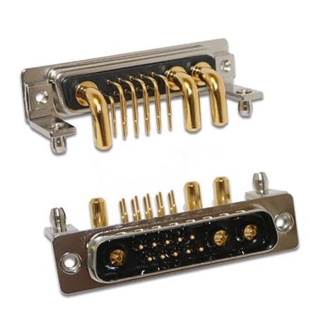 684S7W2103L461 Norcomp 7 Way Right Angle Through Hole D-sub Connector Plug, with 4-40 Inserts/Board Lock