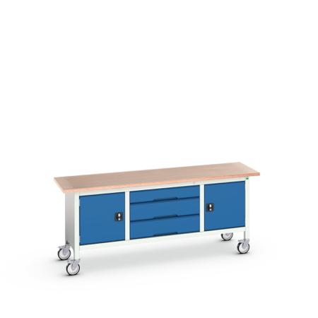 16923232-11 Bott 2 Door, 3 Drawer Sheet Steel Floor Standing Storage Cabinet, 2000 x 600 x 830mm