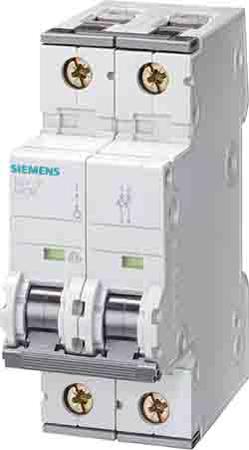 5SY4563-8 Siemens SENTRON 5SY4 MCB, 1+N, 63A Curve D, 230V AC, 72V DC, 5 kA Breaking Capacity