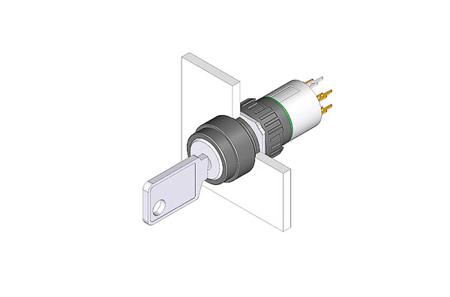 51-414.036D EAO IP65 Key Switch, SPDT, 100 mA 2-Way