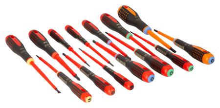 BE-9876S Bahco Phillips; Pozidriv; Slotted; Torx Insulated Screwdriver Set, 14-Piece