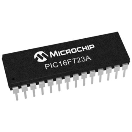 PIC16F723A-I-SP Microchip PIC16F723A-I/SP, 8bit PIC Microcontroller, 20MHz, 4096 words Flash, 28-Pin SPDIP