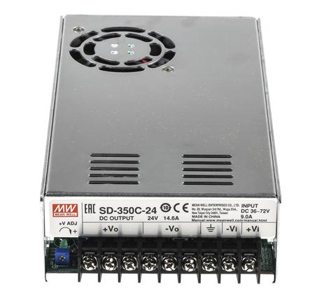 SD-350C-24 MEAN WELL DC-DC Converter, 24V dc/ 14.6A Output, 36 → 72 V dc Input, 350W, Chassis Mount, +60°C Max Temp -20°C