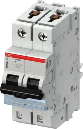 2CCS572001R0487 ABB S402M MCB, 2P, 20A Curve K, 440V AC, 12V DC, 15 kA Breaking Capacity
