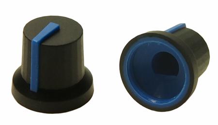 302-697 RS PRO 16.2mm Black Potentiometer Knob for 6mm Shaft D Shaped