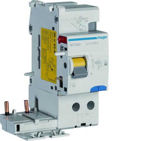 BDF263 Hager BDF Series RCCB, 63A, 2 Pole, 30mA, Type F