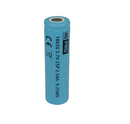 196-923 RS PRO RS PRO, 3.70V, 18650, Lithium-Ion Rechargeable Battery, 2500mAh