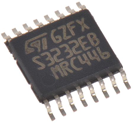 ST3232EBTR STMicroelectronics  Line Transceiver, 16-Pin TSSOP