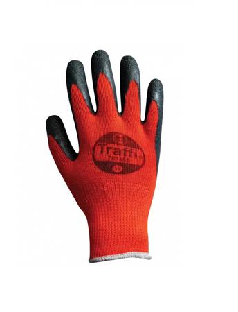 A-TG1655-RD-8 Traffi TG1655 Red Polycotton Work Gloves, Size 8, Latex Coating