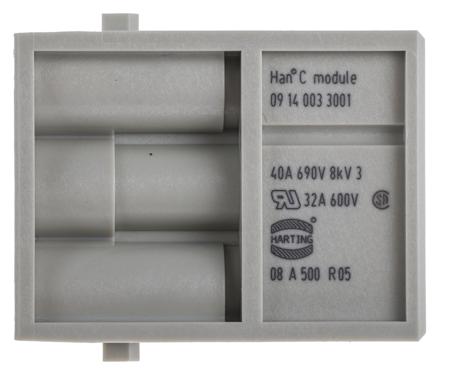 09140033001 HARTING Heavy Duty Power Connector Module, 40A, Male, Han-Modular Series, 3 Contacts