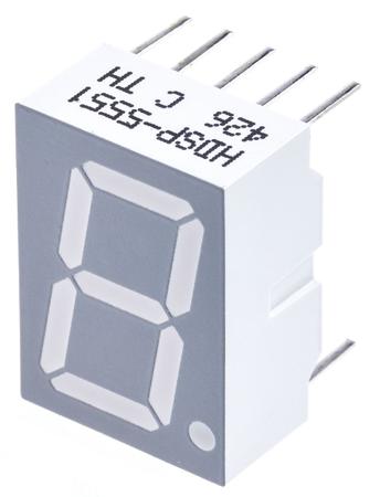 HDSP-5551  Avago 7-Segment LED Display, CA Red 1.48 mcd RH DP 14.2mm