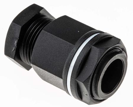 127-215 RS Pro M20 Black Plastic, IP55 Cable Gland With Locknut